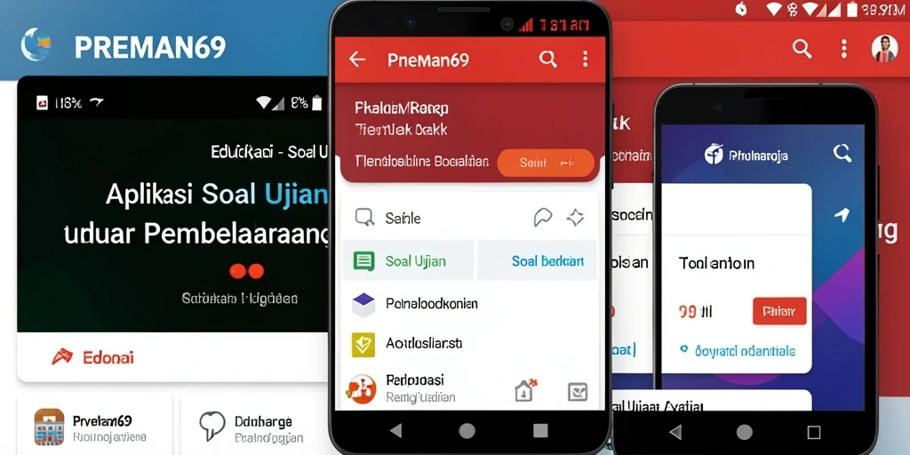 Tampilan antarmuka aplikasi Soal Ujian PREMAN69 yang menarik dan interaktif.