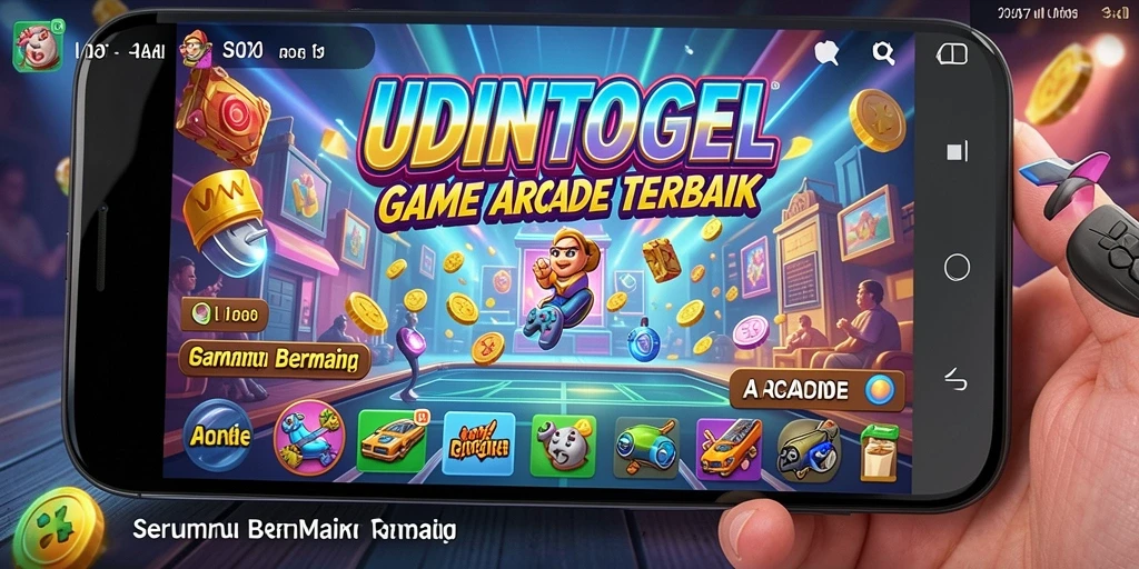 Screenshot menunjukkan antarmuka UDINTOGEL yang menarik di game Arcade.