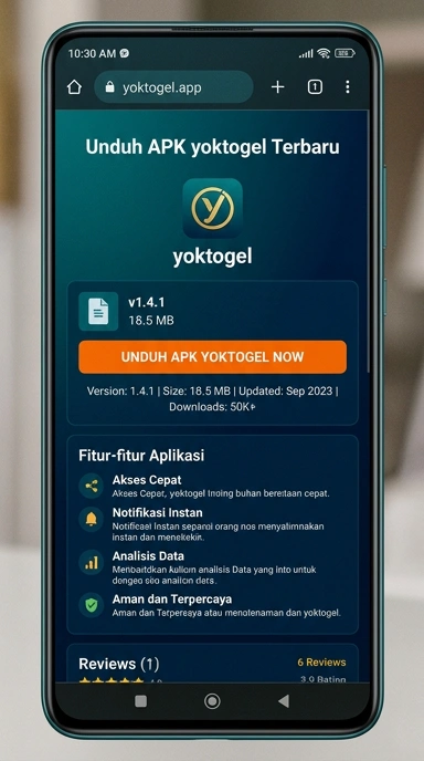 Tampilan halaman APK yoktogel