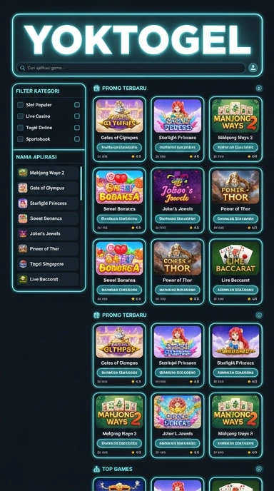 Tampilan katalog aplikasi yoktogel