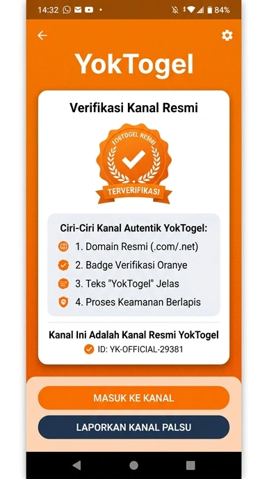 Tampilan kanal resmi yoktogel